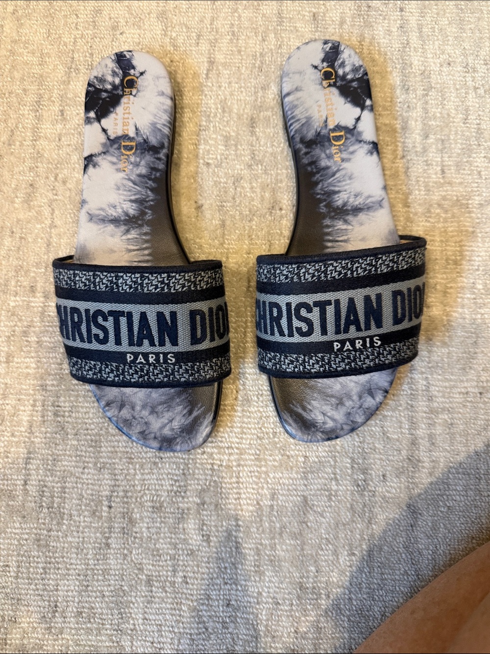 Dior Black and White Logo Slide Sandal